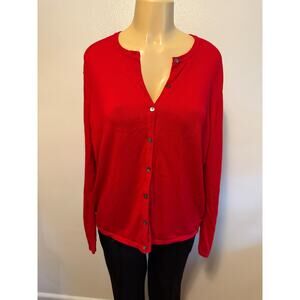 Liz Baker Womens Red Knit Cardigan Sz XL Button Front